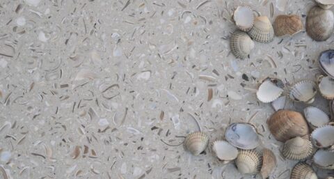 Stel eigen terrazzo samen met koffiebonen of schelpen