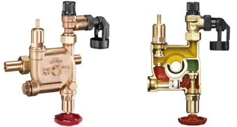 Eén inlaatcombinatie: viervoudige beschermingen tegen overdruk in boilers