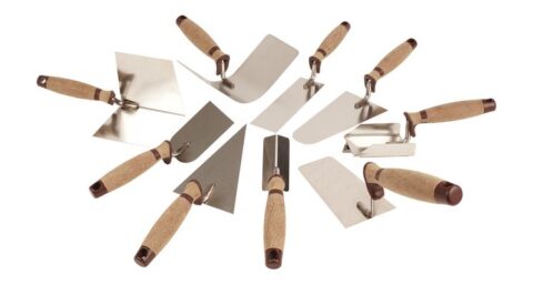 Nieuwe troffels met een lederen handgreep