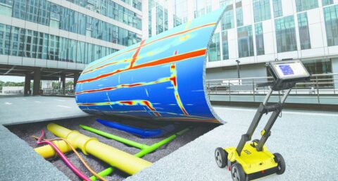 Draagbare grondradar detecteert ondergrondse kabels en leidingen