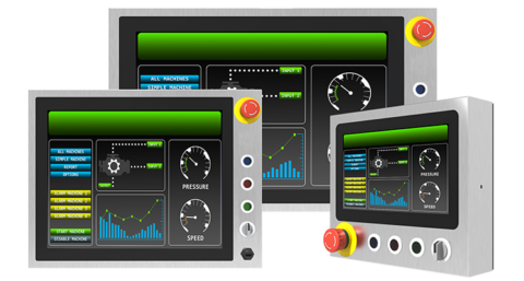 RVS Panel pc`s en displays met drukknoppen van Winmate