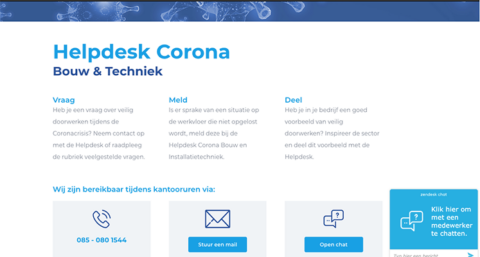 Speciale Helpdesk Corona in bouw en techniek