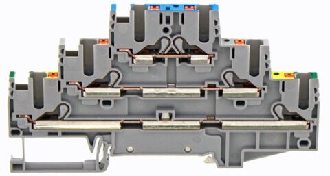 Drie-etage rijgklemmen met push-in aansluiting