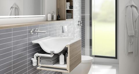 Nieuwe ruimtebesparende sifon van Viega maakt wastafel beter bereikbaar