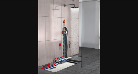 Douchegoot met warmtewisselaar voorkomt energieverlies