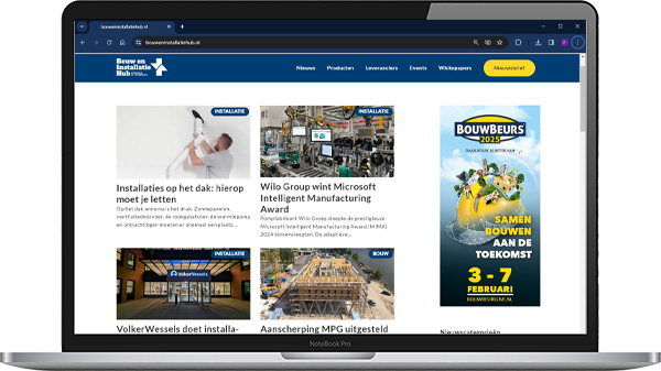 De website van Bouw en Installatie Hub